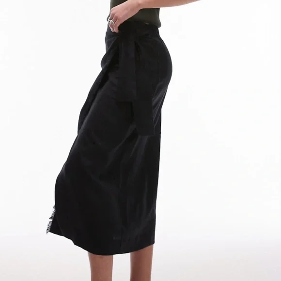 MANGO Linen-Blend Wrap Skirt - Picture 8 of 10